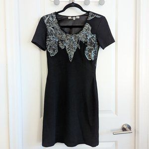 Sequin Black Short-Sleeve Bodycon Dress